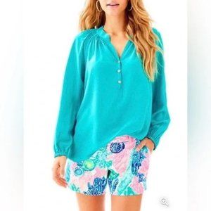 Lilly Pulitzer Elsa Silk Top in Turquoise